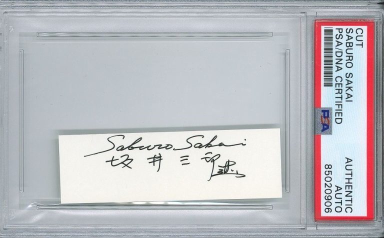 Saburo Sakai Signed Cut Signature PSA DNA WWII Ace English & Japanese Signatures