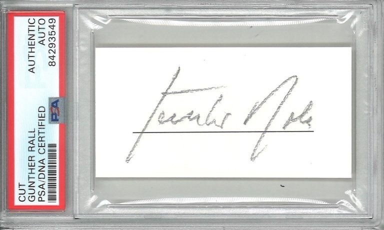 Gunther Rall Signed Cut Signature WWII German Ace PSA DNA Auto #49
