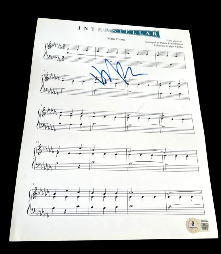 HANS ZIMMER SIGNED AUTOGRAPH SHEET MUSIC INTERSTELLAR BECKETT BAS AUTO COA D