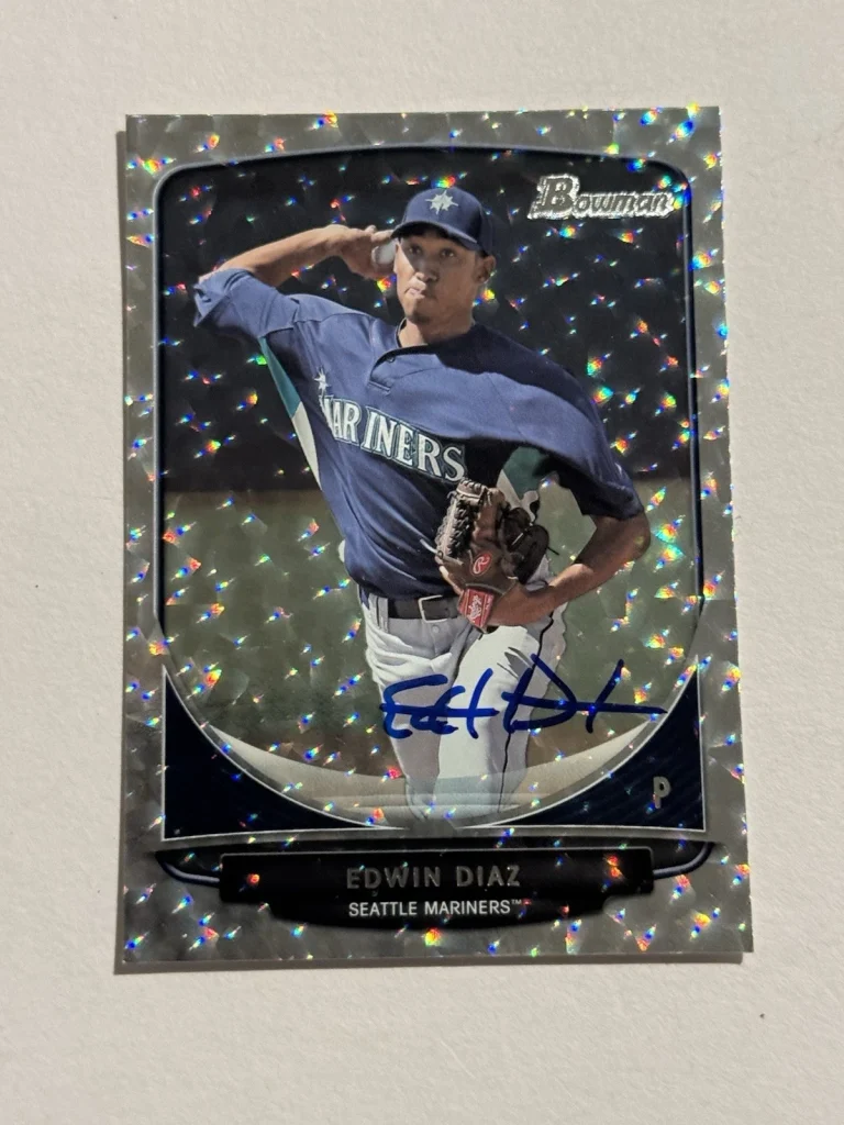 Edwin Diaz Auto Signed 2013 1st Bowman SILVER ICE RC BP29 Seattle Mariners COA