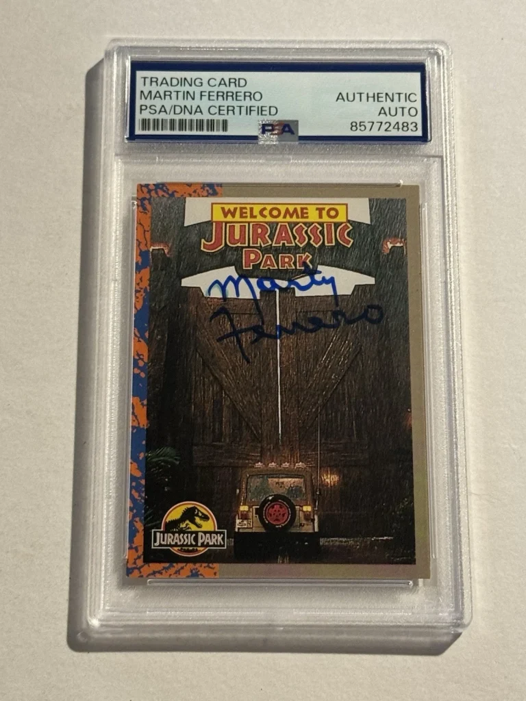 MARTIN FERRERO SIGNED AUTO 1993 Topps Welcome To Jurassic Park #2 Actor PSA