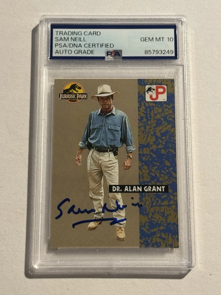SAM NEILL SIGNED AUTO 1993 Topps Jurassic Park Dr Alan Grant #19 PSA 10 GEM MINT