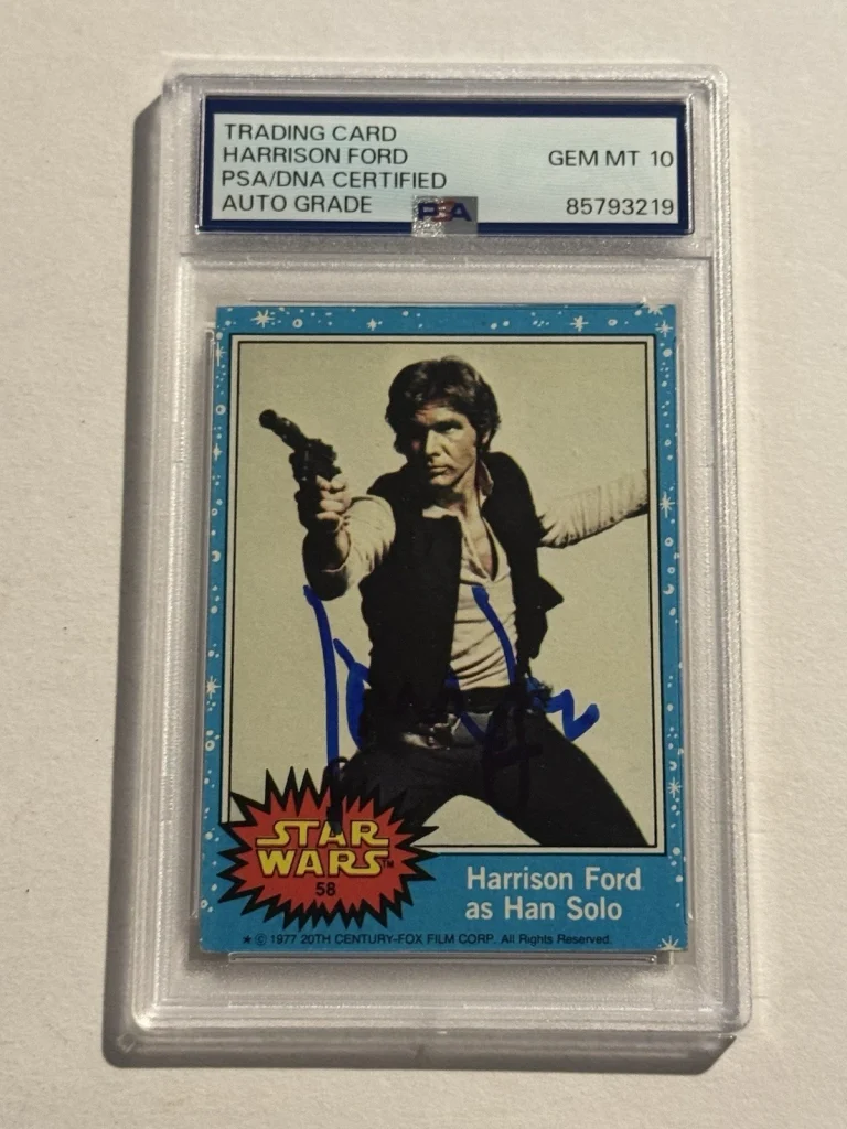 Harrison Ford Signed 1977 Topps Star Wars #58 Han Solo RC PSA 10 Auto Grade
