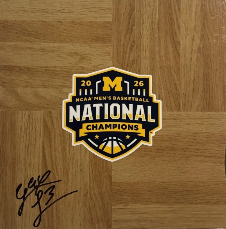 YAXEL LENDEBORG SIGNED FLOORBOARD MICHIGAN WOLVERINES BASKETBALL STAR COA
