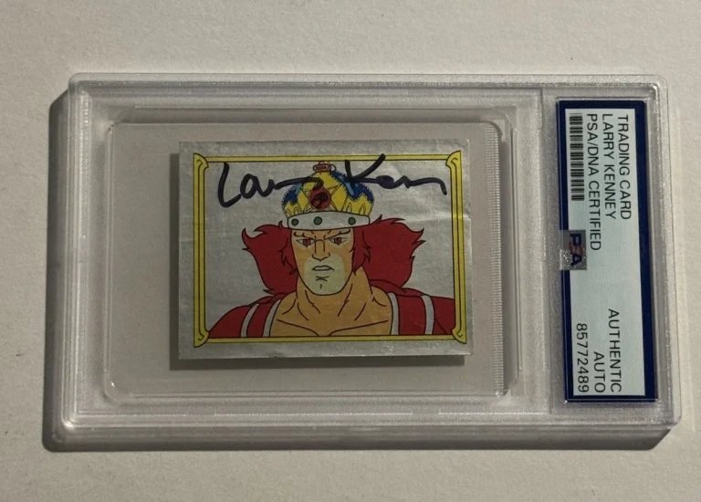 LARRY KENNEY SIGNED 1986 Panini Thundercats Foil Sticker #6 Lion-O Voice PSA