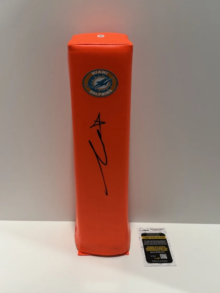 CHRIS JOHNSON SIGNED TOUCHDOWN PYLON MIAMI DOLPHINS JSA COA