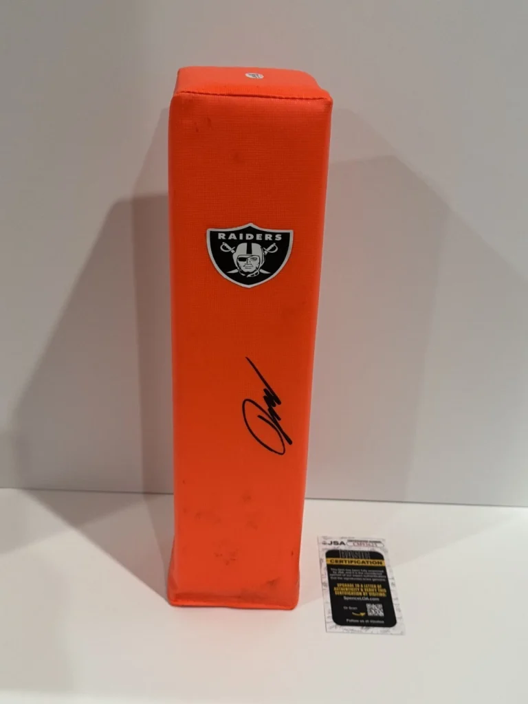 JERMOD MCCOY SIGNED TOUCHDOWN PYLON LAS VEGAS RAIDERS FOOTBALL JSA COA