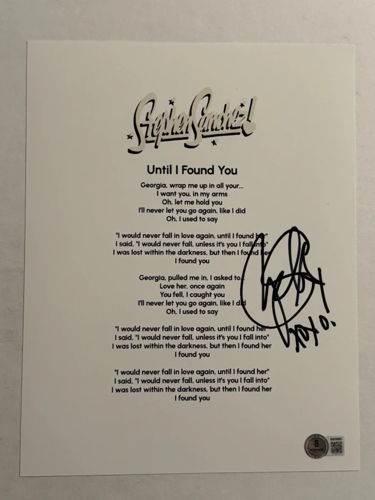 STEPHEN SANCHEZ SIGNED LYRIC SHEET AUTOGRAPHED UNTIL I FOUND YOU SINGER BAS COA