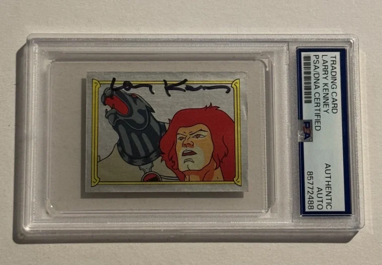 LARRY KENNEY SIGNED 1986 Panini Thundercats Foil Sticker #5 Lion-O Voice PSA