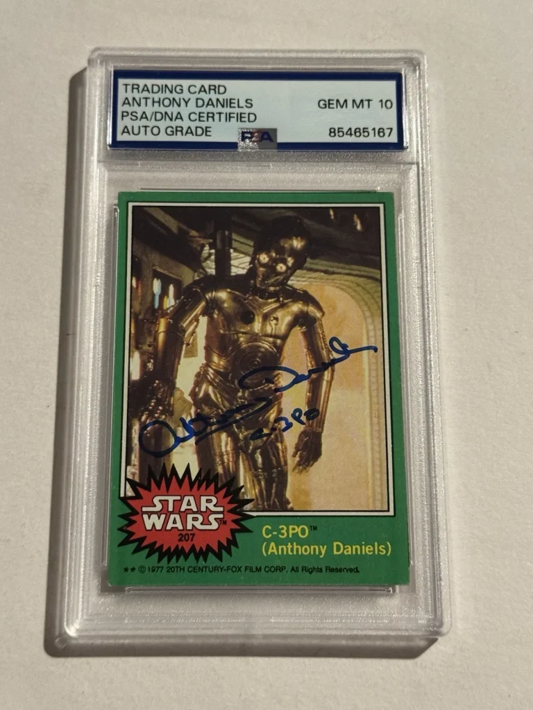 ANTHONY DANIELS 1977 TOPPS Star Wars Signed Auto C-3PO Card #256 GEM MINT 10 PSA