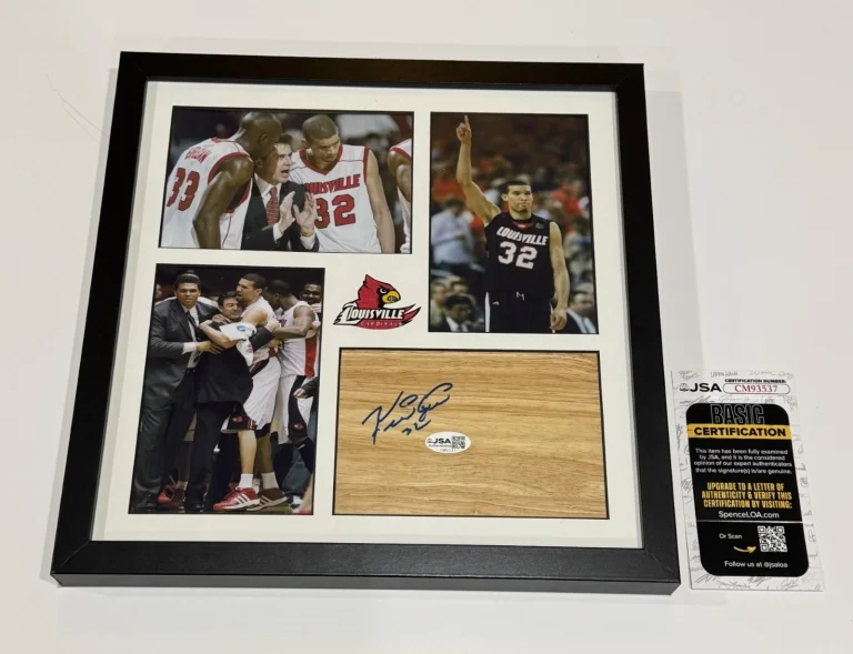 FRANCISCO GARCIA SIGNED FRAMED FLOORBOARD COLLAGE LOUISVILLE CARDINAL JSA COA