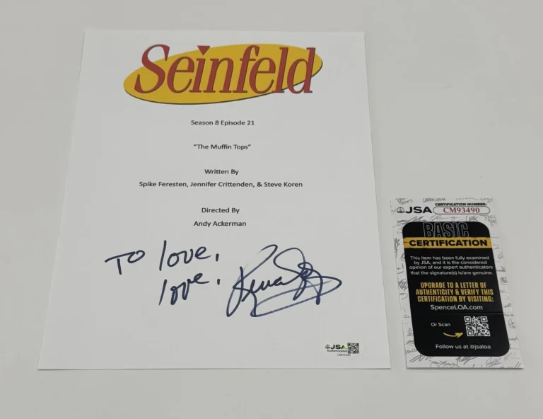 RENA SOFER SIGNED SEINFELD THE MUFFIN TOPS FULL EPISODE TRANSCRIPT JSA COA