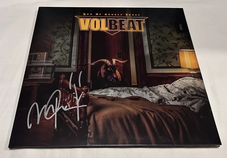 MICHAEL POULSEN SIGNED VOLBEAT GOD OF ANGELS TRUST VINYL RECORD JSA