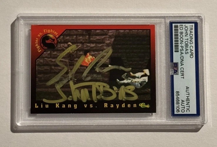 ED BOON & JOHN TOBIAS SIGNED AUTO 1994 CLASSIC MORTAL COMBAT TRADING CARD PSA