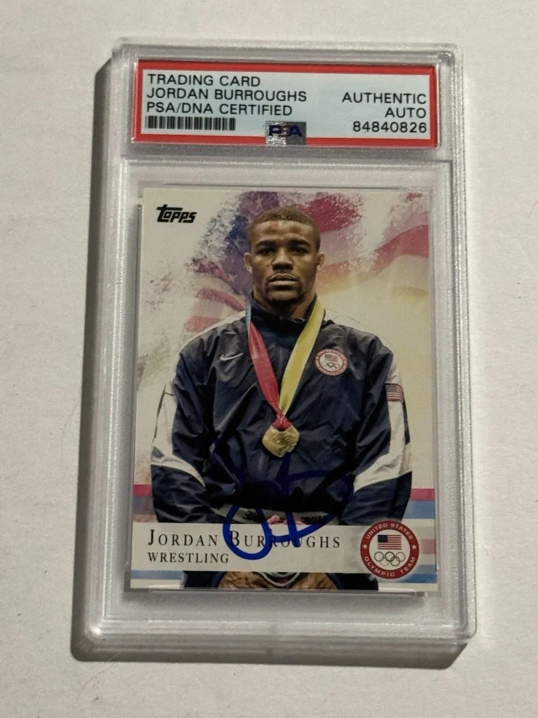 Jordan Burroughs SIGNED AUTO 2012 Topps U.S. Olympic Team Wrestling Rookie PSA