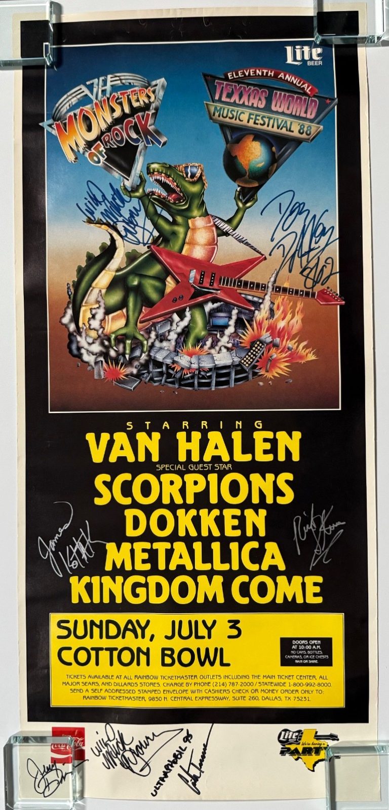 Dokken Warrant JSA Signed Autograph Vintage Monsters Of Rock Texas 88