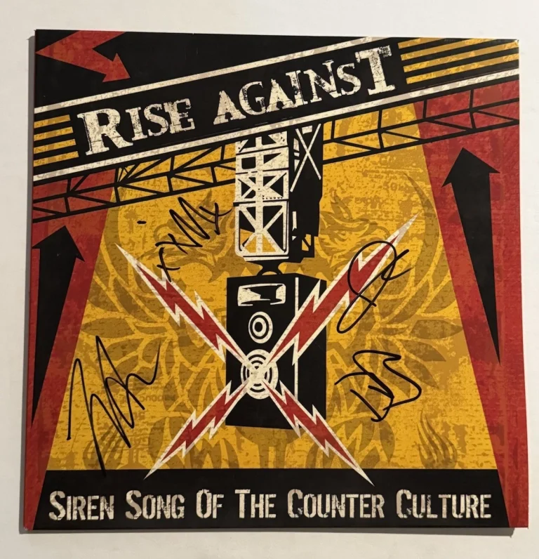 RISE AGAINST FULL BAND SIGNED VINYL ALBUM RECORD AUTOGRAPHED ROCK BAND COA