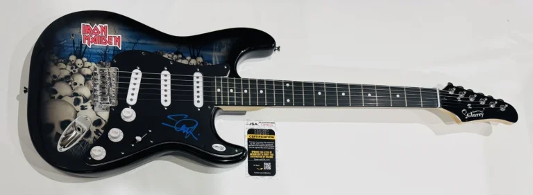 STEVE HARRIS SIGNED SKULL ELECTRIC GUITAR IRON MAIDEN JSA COA
