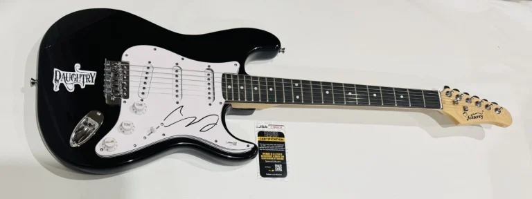 CHRIS DAUGHTRY SIGNED BLACK ELECTRIC GUITAR AUTOGRAPHED JSA COA