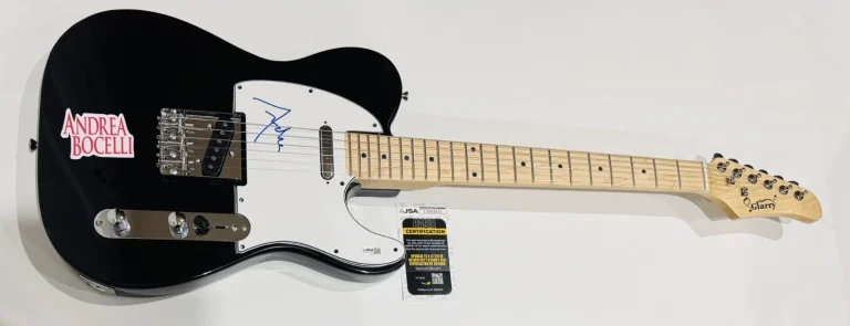 ANDREA BOCELLI SIGNED BLACK ELECTRIC GUITAR ITALIAN TENOR LEGEND JSA COA