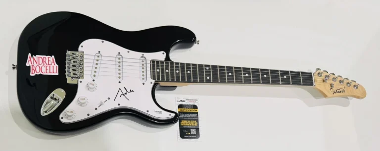 ANDREA BOCELLI SIGNED BLACK ELECTRIC GUITAR ITALIAN TENOR LEGEND JSA COA