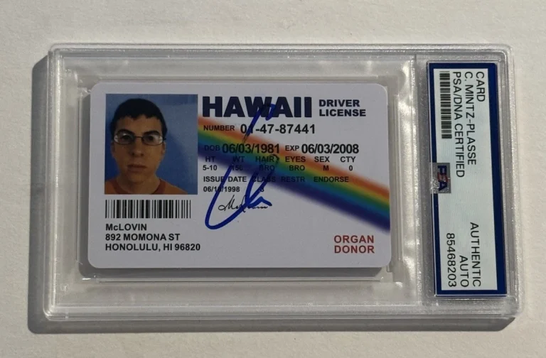 McLovin Fake ID Superbad Signed Auto PSA/DNA Slabbed Christopher Mintz-Plasse