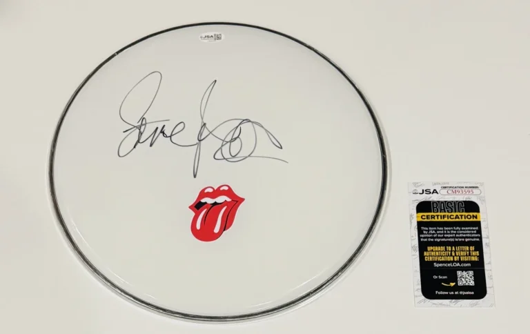 STEVE JORDAN SIGNED 12 INCH REMO DRUMHEAD THE ROLLING STONES JSA COA