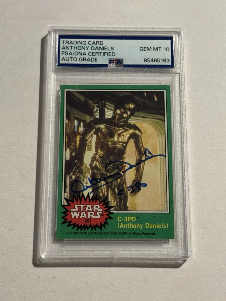 ANTHONY DANIELS 1977 TOPPS Star Wars Signed Auto C-3PO Card #256 GEM MINT 10 PSA