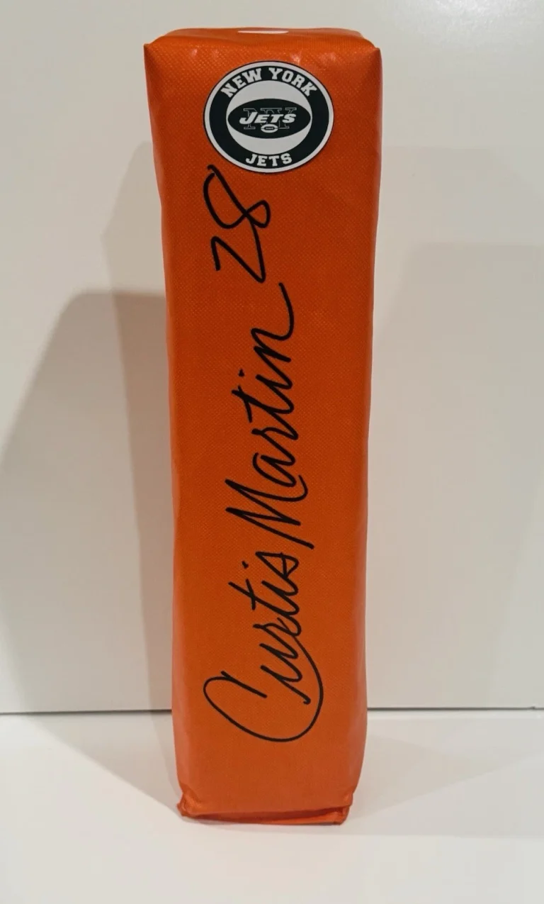 CURTIS MARTIN SIGNED TOUCHDOWN PYLON NEW YORK JETS PROOF JSA COA