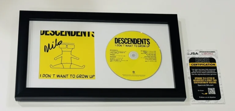 MILO AUKERMAN SIGNED THE DESCENDENTS FRAMED I DON'T WANT TO GROW UP CD JSA COA