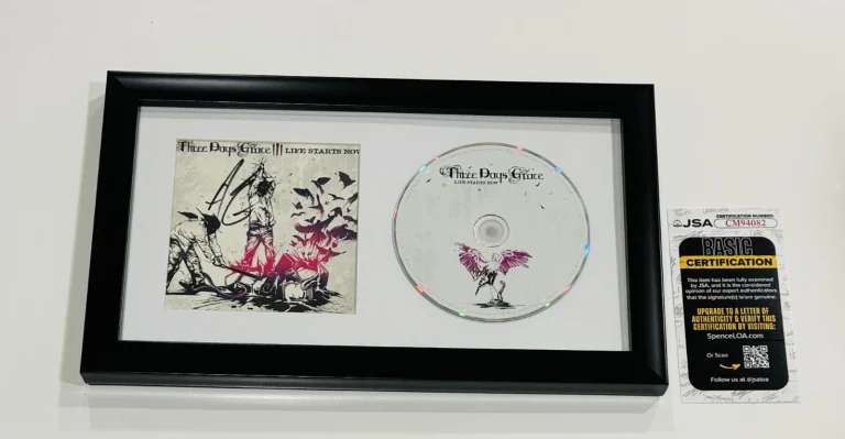 ADAM GONTIER SIGNED THREE DAYS GRACE FRAMED LIFE STARTS NOW CD JSA COA