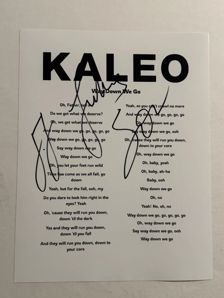 JJ JULIUS SON KALEO BAND LEAD SINGER SIGNED LYRIC SHEET AUTOGRAPHED RARE COA