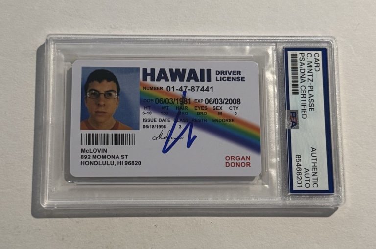 McLovin Fake ID Superbad Signed Auto PSA/DNA Slabbed Christopher Mintz-Plasse