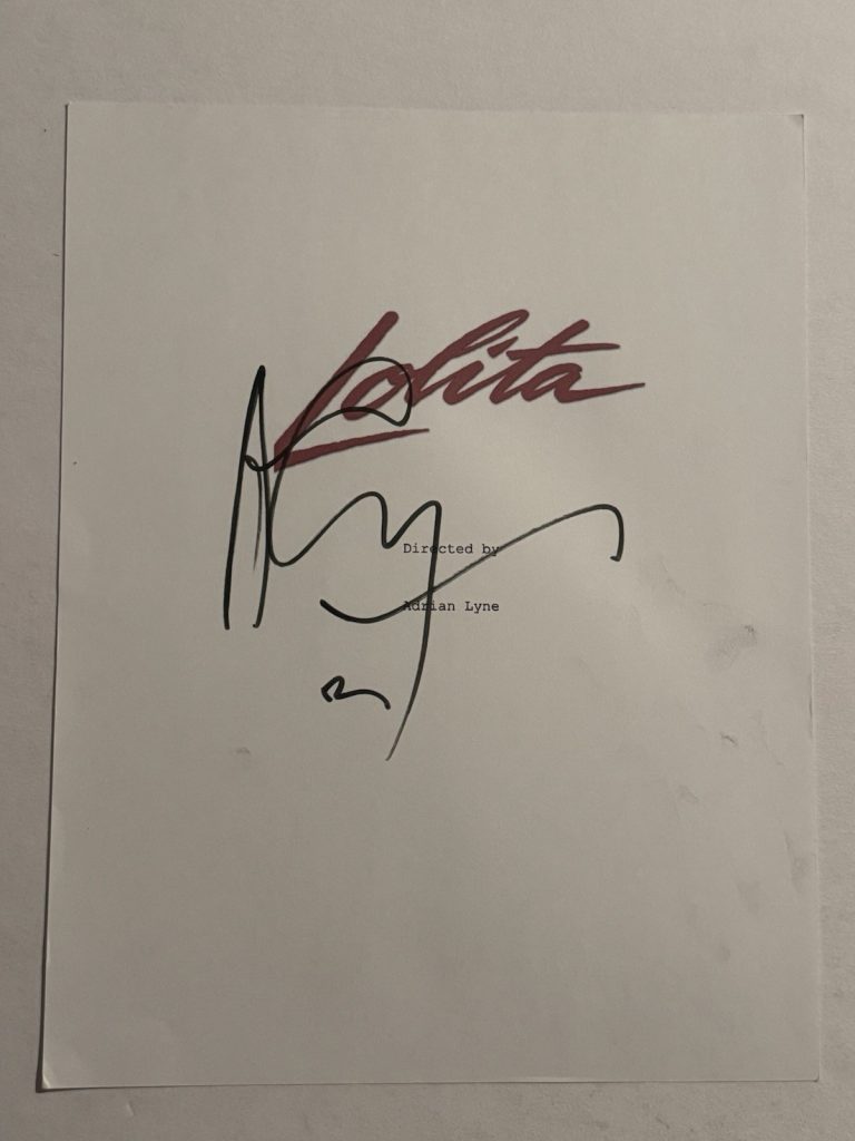 ADRIAN LYNE SIGNED SCRIPT COVER AUTOGRAPHED LOLITA MOVIE DIRECTOR RARE COA