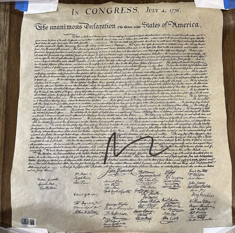 ‘Nicolas Cage’ Signed 14x16 Declaration Of Independence Beckett Certified Nic