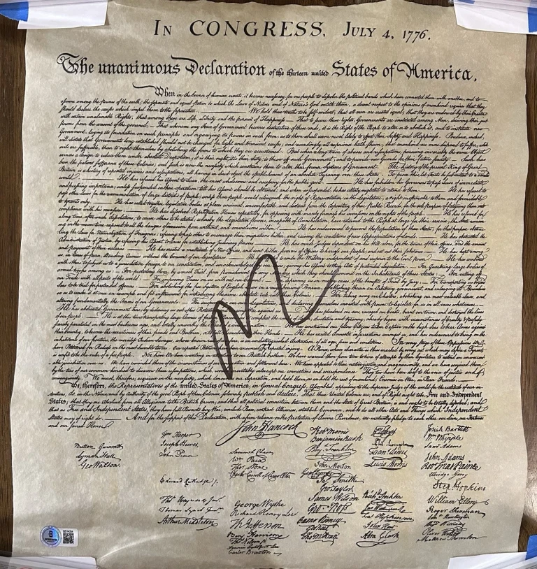 ‘Nicolas Cage’ Signed 14x16 Declaration Of Independence Beckett Certified Nic