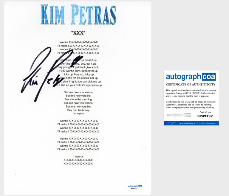 Kim Petras ‘XXX’ Signed Lyric Sheet Pop Singer ACOA