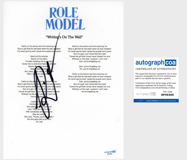 'Role Model' Signed Lyric Sheet 'Writing's On The Wall' Indie Pop ACOA