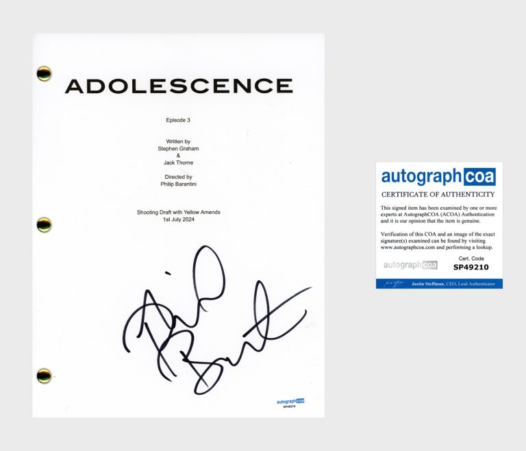 Philip Barantini 'Adolescence' Director Signed Full Episode Script ACOA