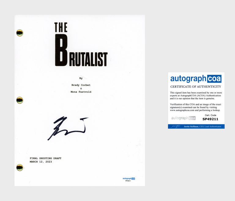 Brady Corbet 'The Brutalist' Director Signed Full Movie Script ACOA