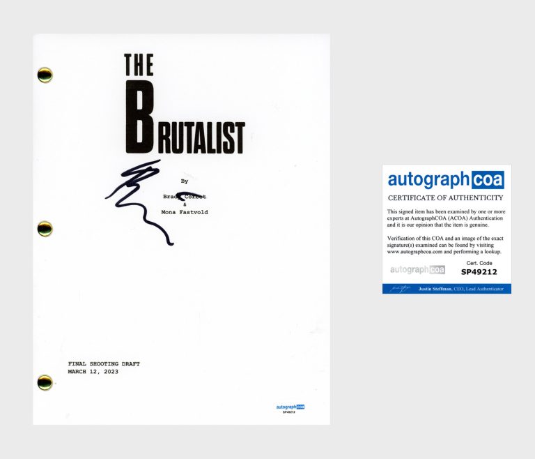 Brady Corbet 'The Brutalist' Director Signed Full Movie Script ACOA