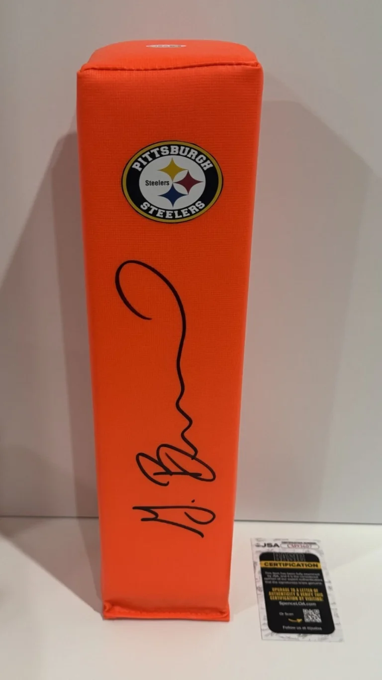 GERMIE BERNARD SIGNED TOUCHDOWN PYLON PITTSBURGH STEELERS JSA COA