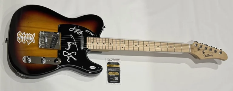 STYX SIGNED SUNBURST ELECTRIC GUITAR TOMMY SHAW JAMES YOUNG  JSA COA