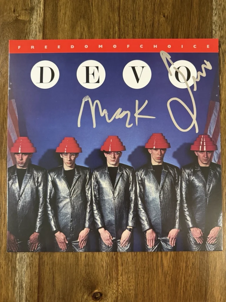 ‘DEVO’ Band Signed Vinyl Album ‘Freedom Of Choice’ Mark & Gerald Beckett