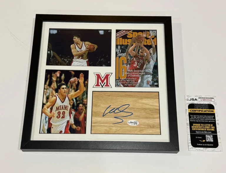 WALLY SZCZERBIAK SIGNED FRAMED FLOORBOARD COLLAGE MIAMI OHIO REDHAWKS JSA COA