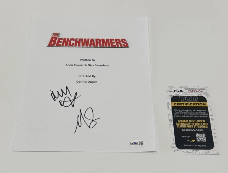 ALLEN COVERT & NICK SWARDSON SIGNED THE BENCHWARMERS FULL MOVIE SCRIPT JSA COA