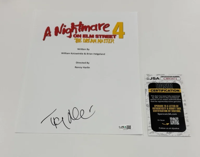 TOY NEWKIRK SIGNED A NIGHTMARE ON ELM STREET 4 THE DREAM MASTER SCRIPT JSA COA