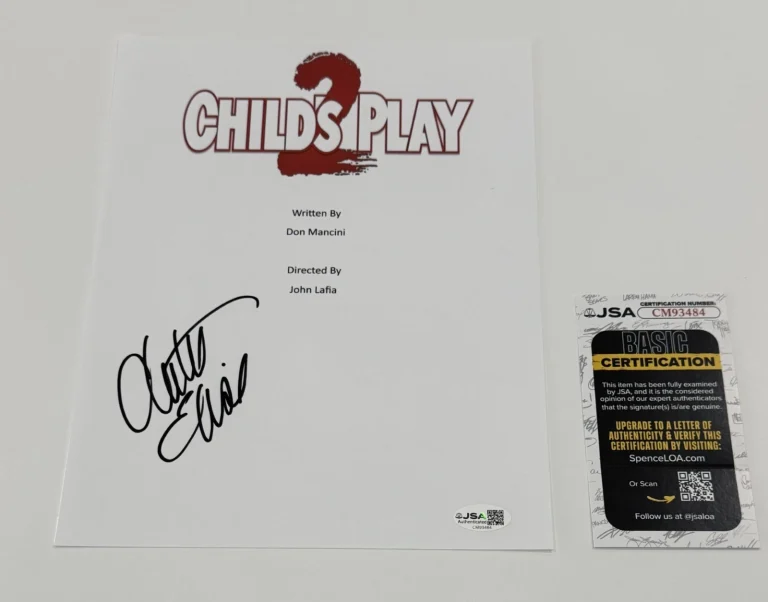 CHRISTINE ELISE SIGNED CHILD'S PLAY 2 MOVIE TRANSCRIPT AUTOGRAPHED JSA COA
