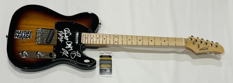 MAYDAY PARADE SIGNED SUNBURST ELECTRIC GUITAR DEREK SANDERS ALL 5 JSA COA