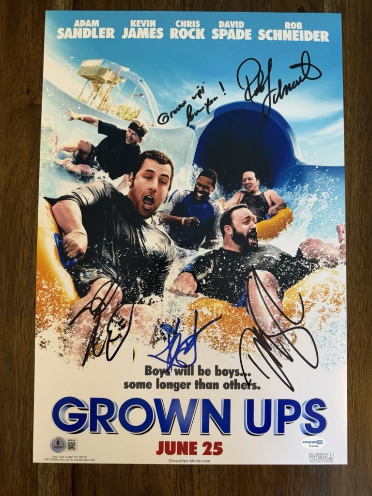 ‘Grown Ups’ Cast Signed 12x18 Photo Adam Sandler, Spade, James & Schneider
